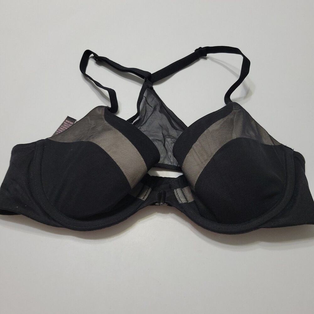 Victorias Secret Body Women 32C Racerback Demi Bra Black Adjustable Stretch Mesh